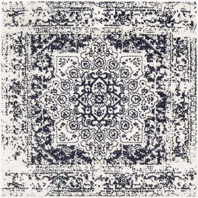 Blue 4' 1 x 4' 1 Richmond Square Area Rug Vintage Distressed Look Traditional Design Carpet for Unique Home Interior Design for Sale at Rug Engine