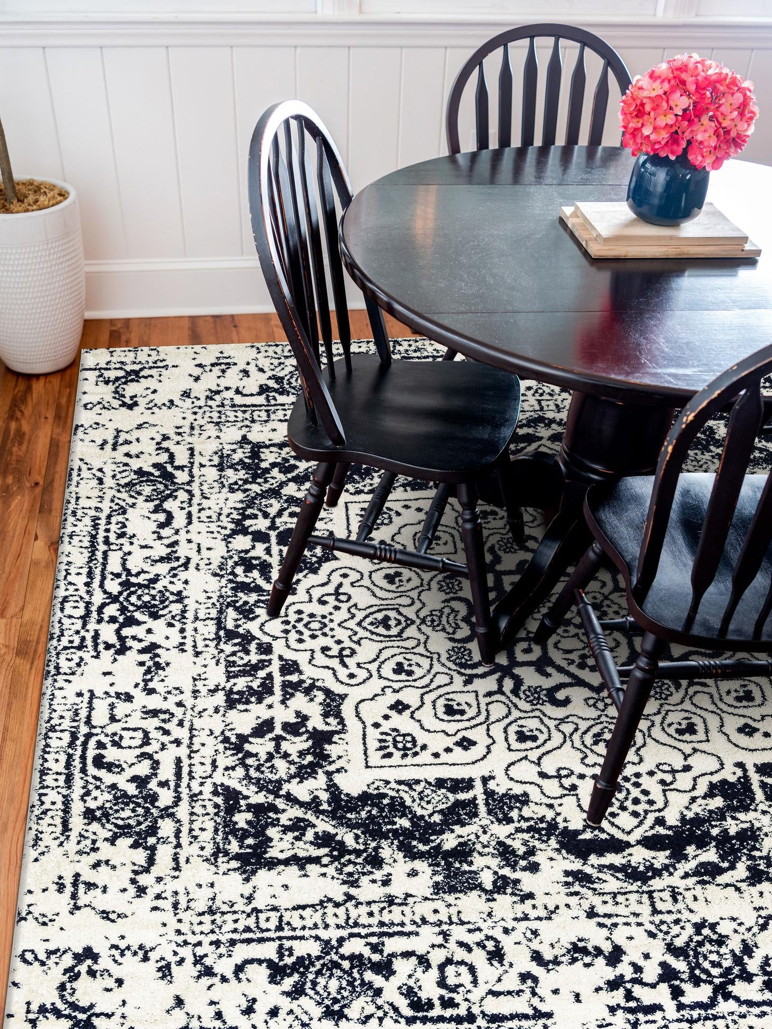 Blue 4' 1 x 4' 1 Richmond Square Area Rug Vintage Distressed Look Traditional Design Carpet for Unique Home Interior Design for Sale at Rug Engine