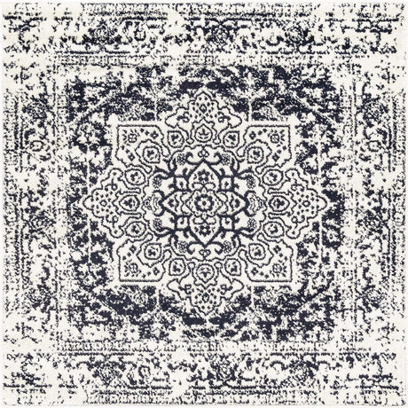 Blue 5' 3 x 5' 3 Richmond Square Area Rug Vintage Distressed Look Traditional Design Carpet for Unique Home Interior Design for Sale at Rug Engine