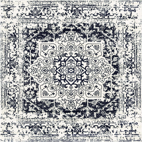 Blue 7' 10 x 7' 10 Richmond Square Area Rug Vintage Distressed Look Traditional Design Carpet for Unique Home Interior Design for Sale at Rug Engine