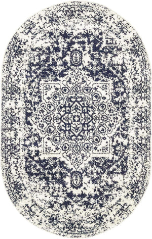 Blue 3' 1 x 5' 3 Richmond Oval Area Rug Vintage Distressed Look Traditional Design Carpet for Unique Home Interior Design for Sale at Rug Engine