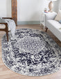 Blue 5' 3 x 8' Richmond Oval Area Rug Vintage Distressed Look Traditional Design Carpet for Unique Home Interior Design for Sale at Rug Engine