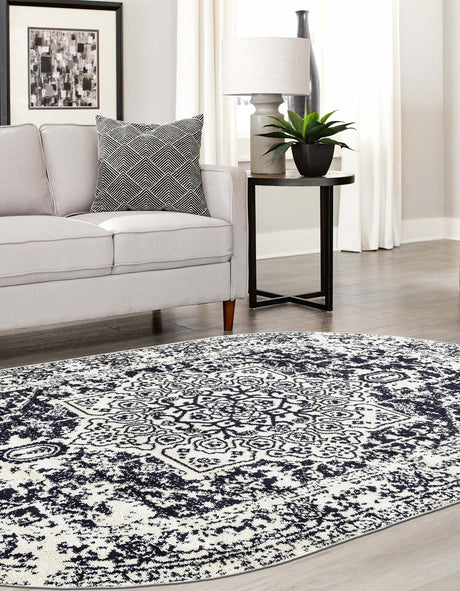 Blue 7' 10 x 10' Richmond Oval Area Rug Vintage Distressed Look Traditional Design Carpet for Unique Home Interior Design for Sale at Rug Engine