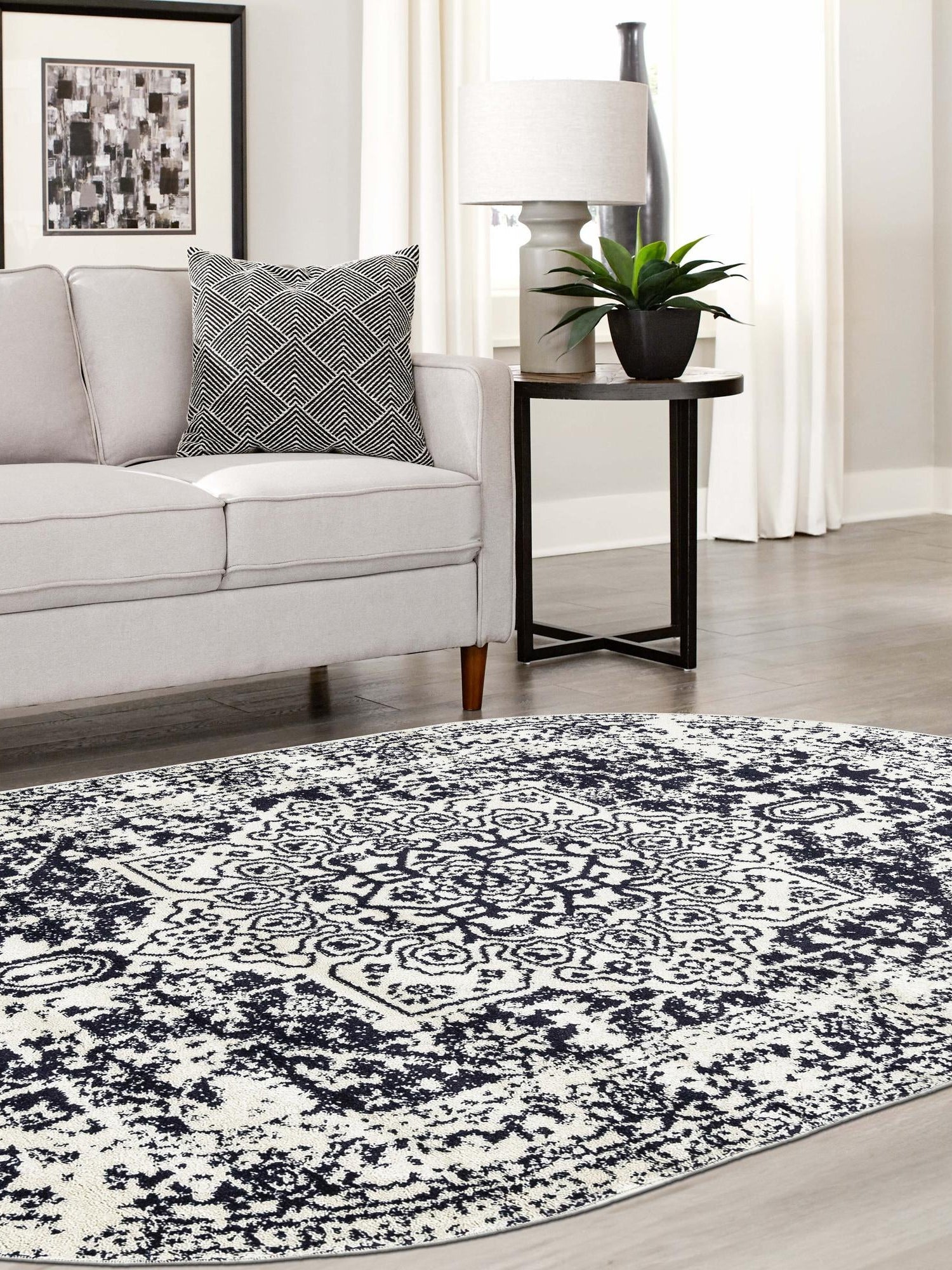 Blue 5' 3 x 8' Richmond Oval Area Rug Vintage Distressed Look Traditional Design Carpet for Unique Home Interior Design for Sale at Rug Engine