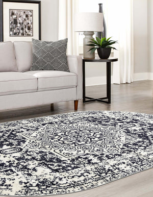 Blue 5' 3 x 8' Richmond Oval Area Rug Vintage Distressed Look Traditional Design Carpet for Unique Home Interior Design for Sale at Rug Engine