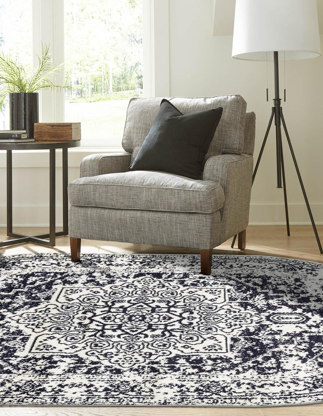 Blue 3' 1 x 5' 3 Richmond Oval Area Rug Vintage Distressed Look Traditional Design Carpet for Unique Home Interior Design for Sale at Rug Engine