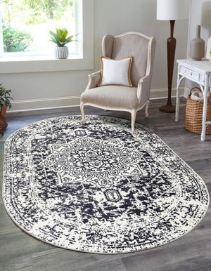 Blue 5' 3 x 8' Richmond Oval Area Rug Vintage Distressed Look Traditional Design Carpet for Unique Home Interior Design for Sale at Rug Engine
