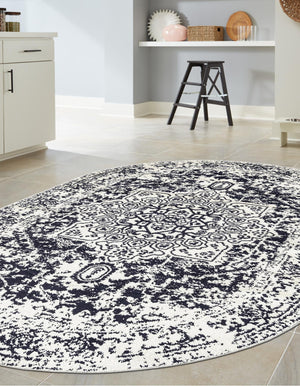 Blue 3' 1 x 5' 3 Richmond Oval Area Rug Vintage Distressed Look Traditional Design Carpet for Unique Home Interior Design for Sale at Rug Engine