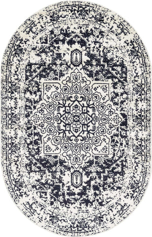 Blue 5' 3 x 8' Richmond Oval Area Rug Vintage Distressed Look Traditional Design Carpet for Unique Home Interior Design for Sale at Rug Engine