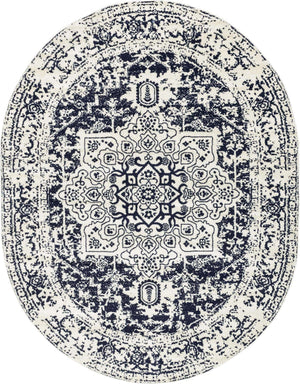 Blue 7' 10 x 10' Richmond Oval Area Rug Vintage Distressed Look Traditional Design Carpet for Unique Home Interior Design for Sale at Rug Engine