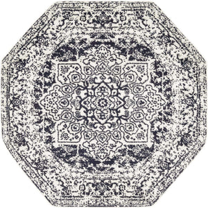 Blue 5' 3 x 5' 3 Richmond Octagon Area Rug Vintage Distressed Look Traditional Design Carpet for Unique Home Interior Design for Sale at Rug Engine