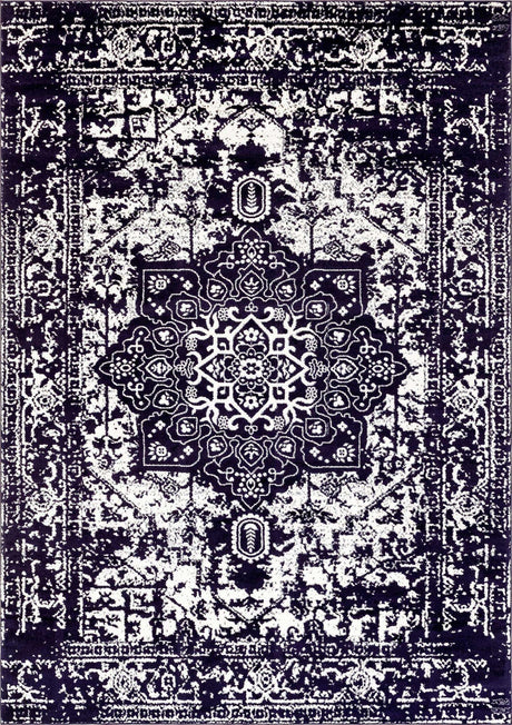 Navy Blue 10' x 14' 1 Richmond Rectangle Area Rug Vintage Distressed Look Traditional Design Carpet for Unique Home Interior Design for Sale at Rug Engine