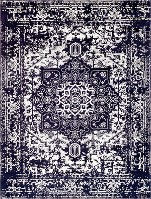 Navy Blue 10' x 13' 1 Richmond Rectangle Area Rug Vintage Distressed Look Traditional Design Carpet for Unique Home Interior Design for Sale at Rug Engine