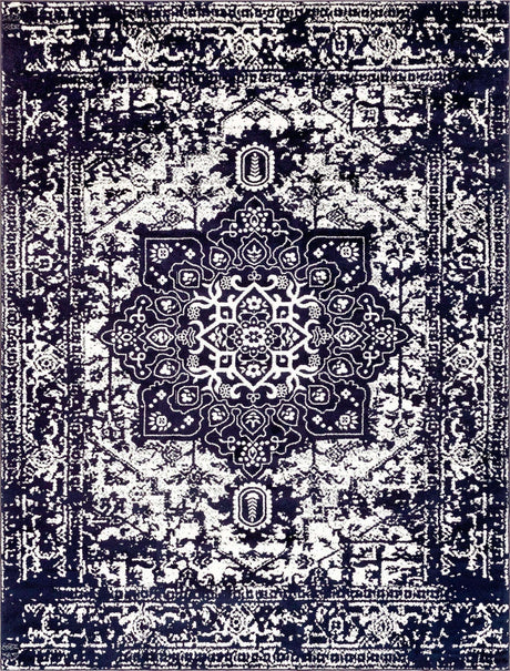 Navy Blue 10' x 13' 1 Richmond Rectangle Area Rug Vintage Distressed Look Traditional Design Carpet for Unique Home Interior Design for Sale at Rug Engine