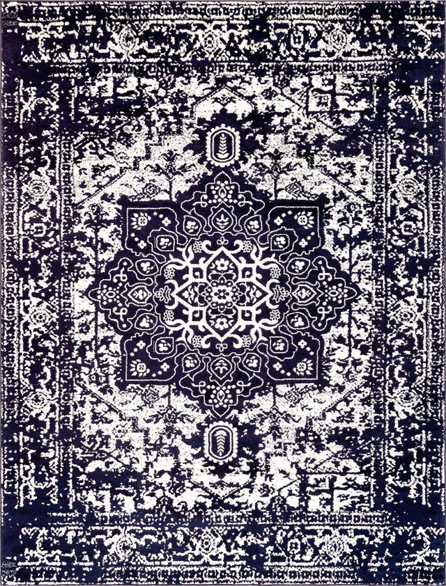 Navy Blue 10' x 13' 1 Richmond Rectangle Area Rug Vintage Distressed Look Traditional Design Carpet for Unique Home Interior Design for Sale at Rug Engine