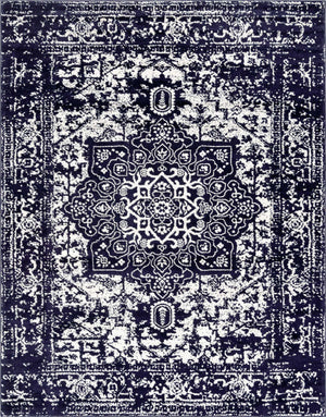 Navy Blue 7' 10 x 10' Richmond Rectangle Area Rug Vintage Distressed Look Traditional Design Carpet for Unique Home Interior Design for Sale at Rug Engine