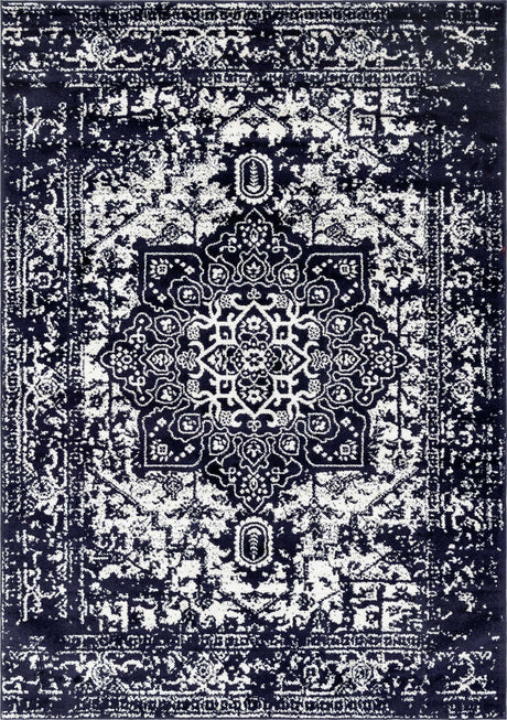 Navy Blue 7' 1 x 10' Richmond Rectangle Area Rug Vintage Distressed Look Traditional Design Carpet for Unique Home Interior Design for Sale at Rug Engine