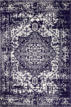Navy Blue 6' 1 x 9' Richmond Rectangle Area Rug Vintage Distressed Look Traditional Design Carpet for Unique Home Interior Design for Sale at Rug Engine