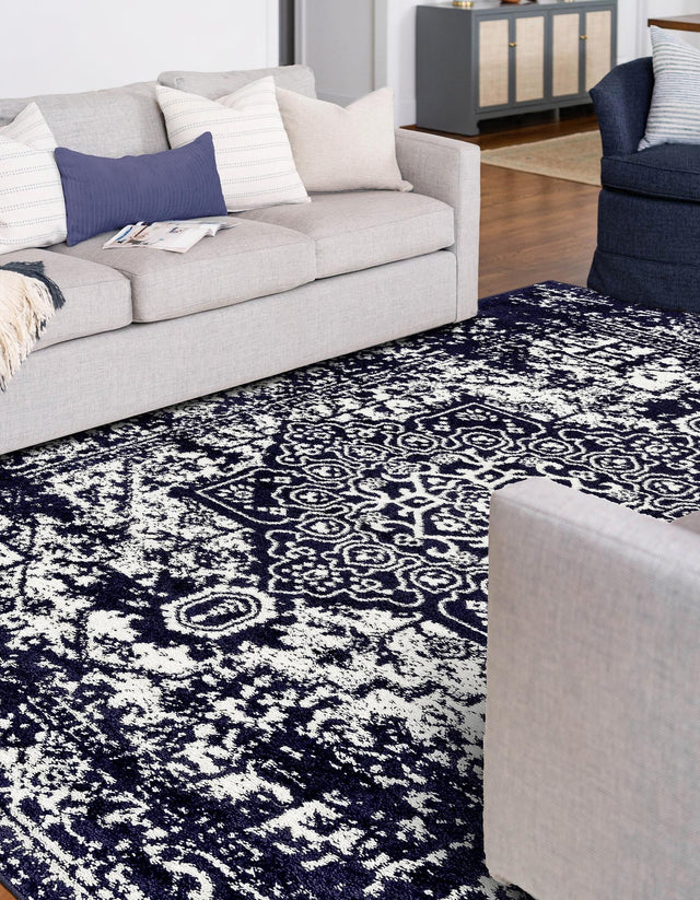 Navy Blue 2' x 3' 1 Richmond Rectangle Area Rug Vintage Distressed Look Traditional Design Carpet for Unique Home Interior Design for Sale at Rug Engine