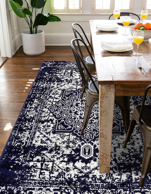Navy Blue 2' x 3' 1 Richmond Rectangle Area Rug Vintage Distressed Look Traditional Design Carpet for Unique Home Interior Design for Sale at Rug Engine
