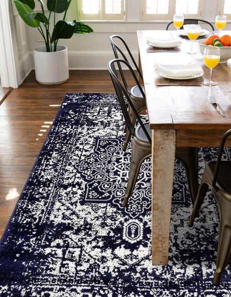 Navy Blue 2' x 3' 1 Richmond Rectangle Area Rug Vintage Distressed Look Traditional Design Carpet for Unique Home Interior Design for Sale at Rug Engine