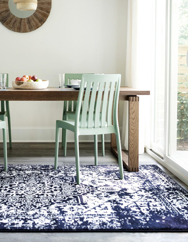 Navy Blue 2' x 3' 1 Richmond Rectangle Area Rug Vintage Distressed Look Traditional Design Carpet for Unique Home Interior Design for Sale at Rug Engine