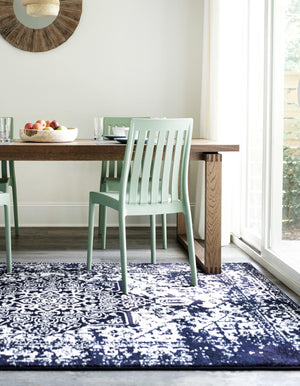Navy Blue 6' 1 x 9' Richmond Rectangle Area Rug Vintage Distressed Look Traditional Design Carpet for Unique Home Interior Design for Sale at Rug Engine