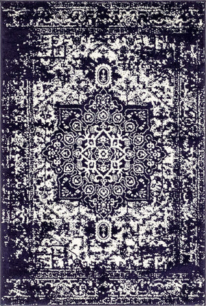 Navy Blue 4' 1 x 6' 1 Richmond Rectangle Area Rug Vintage Distressed Look Traditional Design Carpet for Unique Home Interior Design for Sale at Rug Engine