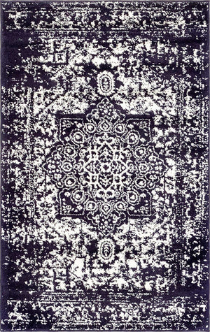 Navy Blue 3' 1 x 5' 3 Richmond Rectangle Area Rug Vintage Distressed Look Traditional Design Carpet for Unique Home Interior Design for Sale at Rug Engine