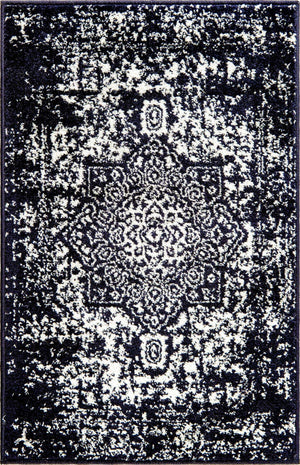 Navy Blue 2' x 3' 1 Richmond Rectangle Area Rug Vintage Distressed Look Traditional Design Carpet for Unique Home Interior Design for Sale at Rug Engine