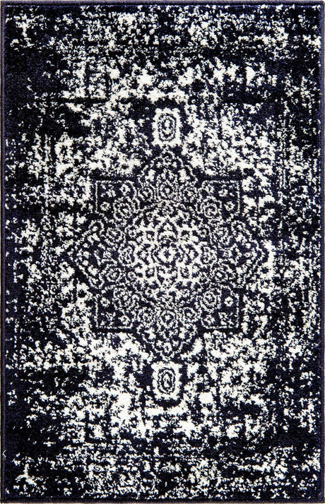Navy Blue 2' x 3' 1 Richmond Rectangle Area Rug Vintage Distressed Look Traditional Design Carpet for Unique Home Interior Design for Sale at Rug Engine