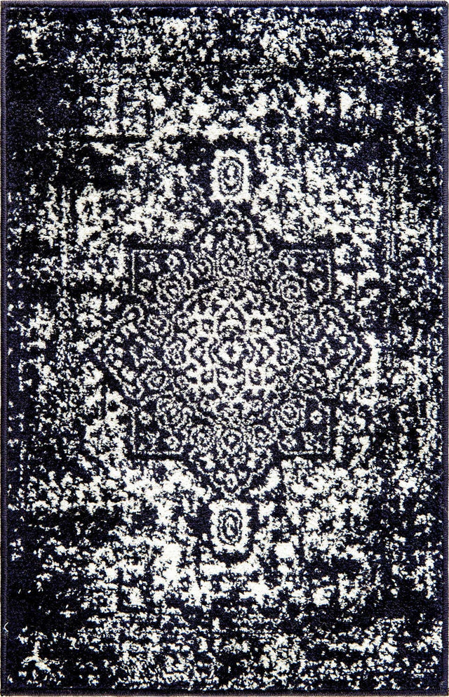 Navy Blue 2' x 3' 1 Richmond Rectangle Area Rug Vintage Distressed Look Traditional Design Carpet for Unique Home Interior Design for Sale at Rug Engine