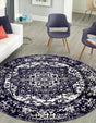 Navy Blue 3' 1 x 3' 1 Richmond Round Area Rug Vintage Distressed Look Traditional Design Carpet for Unique Home Interior Design for Sale at Rug Engine