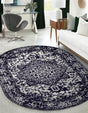 Navy Blue 3' 1 x 5' 3 Richmond Oval Area Rug Vintage Distressed Look Traditional Design Carpet for Unique Home Interior Design for Sale at Rug Engine
