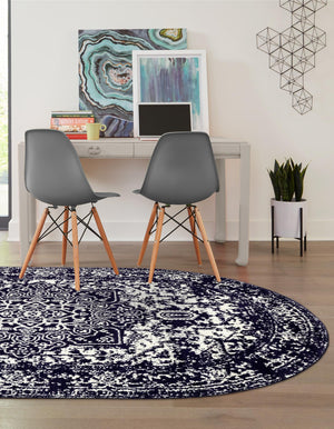 Navy Blue 5' 3 x 8' Richmond Oval Area Rug Vintage Distressed Look Traditional Design Carpet for Unique Home Interior Design for Sale at Rug Engine