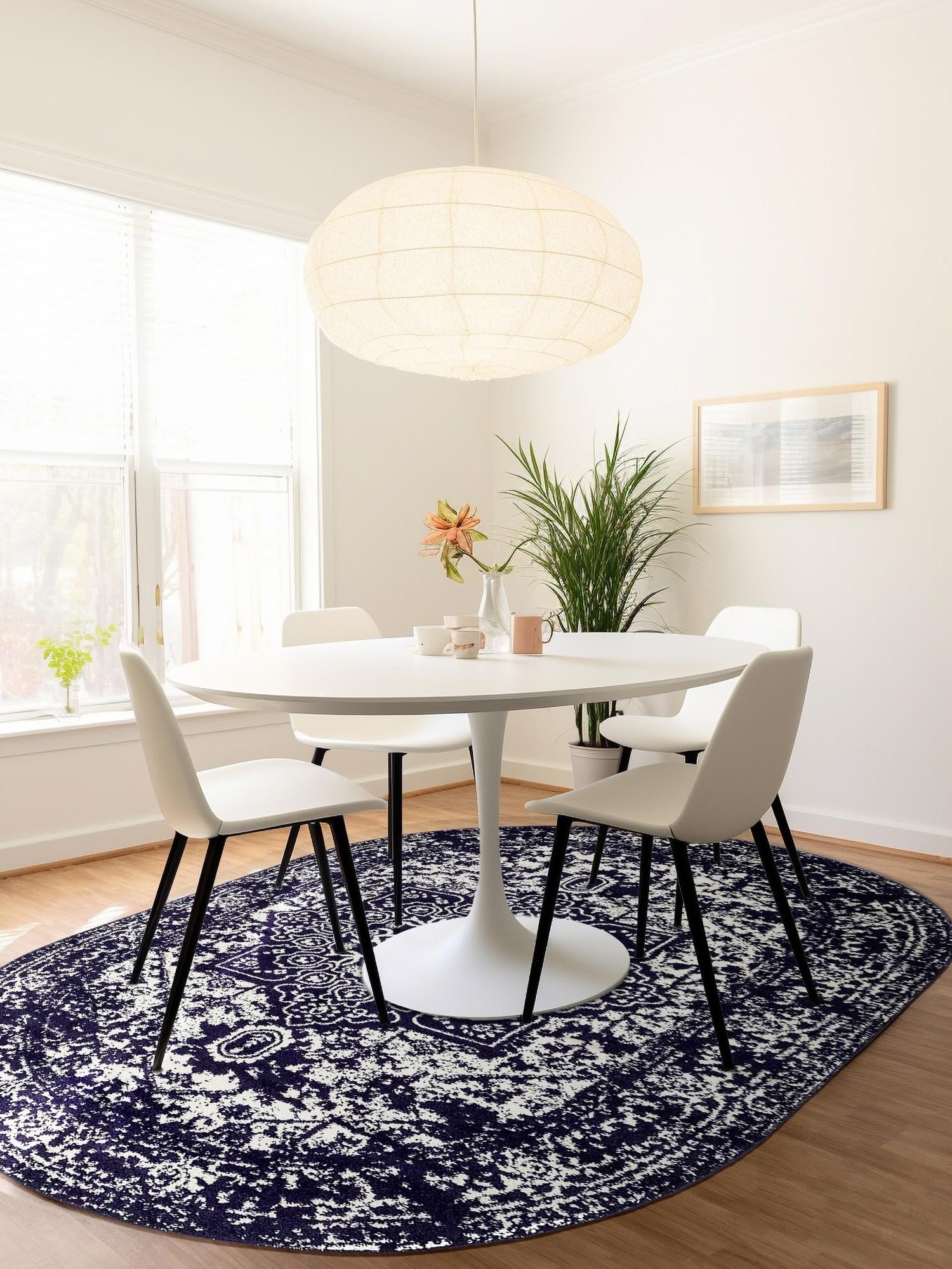 Navy Blue 5' 3 x 8' Richmond Oval Area Rug Vintage Distressed Look Traditional Design Carpet for Unique Home Interior Design for Sale at Rug Engine