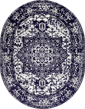 Navy Blue 7' 10 x 10' Richmond Oval Area Rug Vintage Distressed Look Traditional Design Carpet for Unique Home Interior Design for Sale at Rug Engine