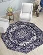 Navy Blue 5' 3 x 5' 3 Richmond Octagon Area Rug Vintage Distressed Look Traditional Design Carpet for Unique Home Interior Design for Sale at Rug Engine