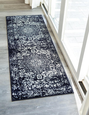 Navy Blue 2' 7 x 12' Richmond Runner Area Rug Vintage Distressed Look Traditional Design Carpet for Unique Home Interior Design for Sale at Rug Engine