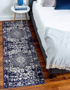 Navy Blue 2' x 8' Richmond Runner Area Rug Vintage Distressed Look Traditional Design Carpet for Unique Home Interior Design for Sale at Rug Engine