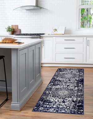 Navy Blue 2' x 8' Richmond Runner Area Rug Vintage Distressed Look Traditional Design Carpet for Unique Home Interior Design for Sale at Rug Engine