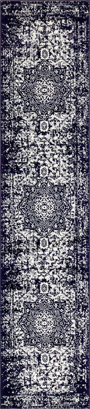 Navy Blue 2' 7 x 12' Richmond Runner Area Rug Vintage Distressed Look Traditional Design Carpet for Unique Home Interior Design for Sale at Rug Engine