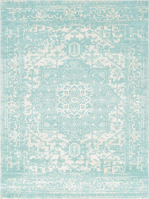 Aqua 10' x 14' 1 Richmond Rectangle Area Rug Vintage Distressed Look Traditional Design Carpet for Unique Home Interior Design for Sale at Rug Engine