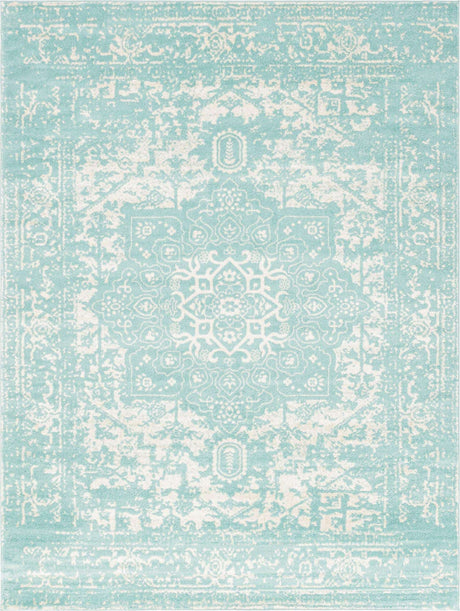 Aqua 10' x 14' 1 Richmond Rectangle Area Rug Vintage Distressed Look Traditional Design Carpet for Unique Home Interior Design for Sale at Rug Engine
