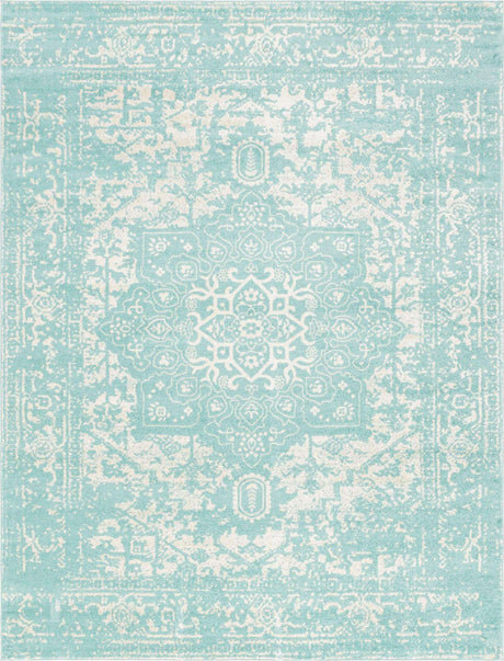 Aqua 10' x 13' 1 Richmond Rectangle Area Rug Vintage Distressed Look Traditional Design Carpet for Unique Home Interior Design for Sale at Rug Engine
