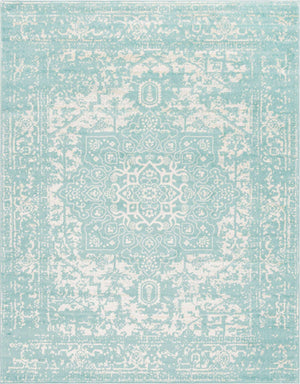 Aqua 7' 10 x 10' Richmond Rectangle Area Rug Vintage Distressed Look Traditional Design Carpet for Unique Home Interior Design for Sale at Rug Engine