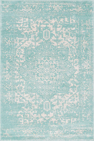 Aqua 6' 1 x 9' Richmond Rectangle Area Rug Vintage Distressed Look Traditional Design Carpet for Unique Home Interior Design for Sale at Rug Engine