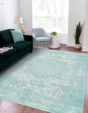 Aqua 2' x 3' 1 Richmond Rectangle Area Rug Vintage Distressed Look Traditional Design Carpet for Unique Home Interior Design for Sale at Rug Engine