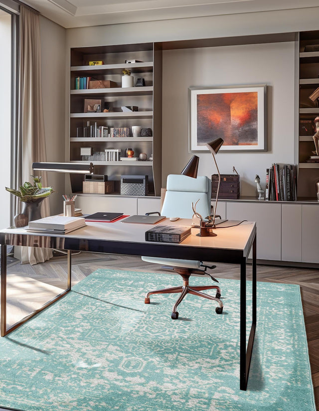 Aqua 3' 1 x 5' 3 Richmond Rectangle Area Rug Vintage Distressed Look Traditional Design Carpet for Unique Home Interior Design for Sale at Rug Engine