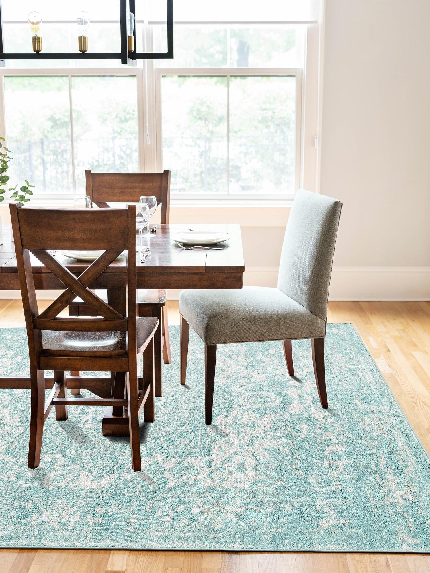 Aqua 2' x 3' 1 Richmond Rectangle Area Rug Vintage Distressed Look Traditional Design Carpet for Unique Home Interior Design for Sale at Rug Engine